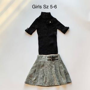 Maggie & Zoe Girls Turtleneck & Skirt Set Black Sz 5-6